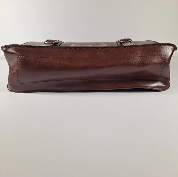 ECOSUSI Women's Briefcase Leather Laptop Brown Satchel with Bow Accent - Picture 7 of 9